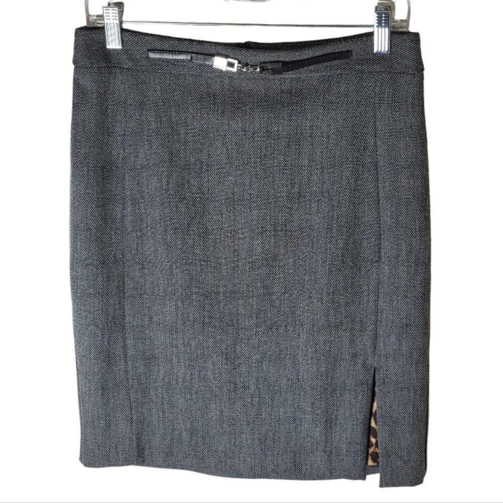 Express gray heather pencil skirt size 8 back slit career work office